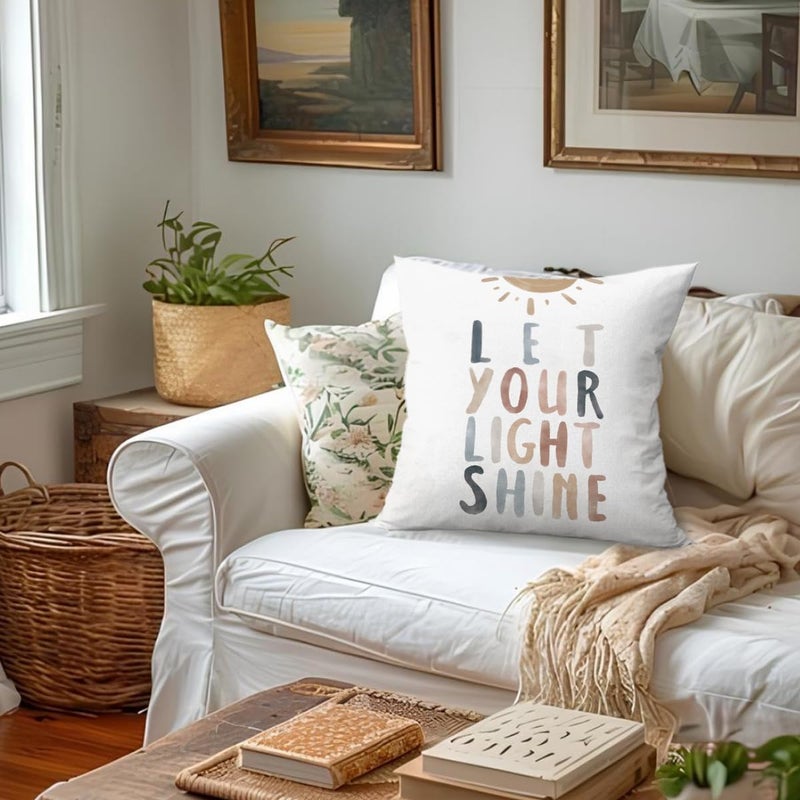 ETVISO Bible Pillow Cover 18x18, Let Your Light Shine Religious Throw Pillow Case, Boho Classroom Decor, Inspirational Bible Verses Watercolor Decor for Nursery Playroom Kids Room - Image 4